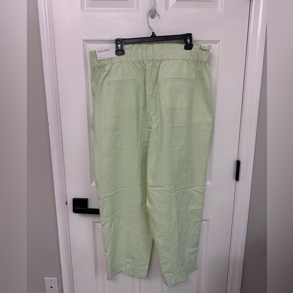 Brand New Ann Taylor Linen Cotton Pull On Pants Size XL Mint Green With Pockets - Picture 2 of 8